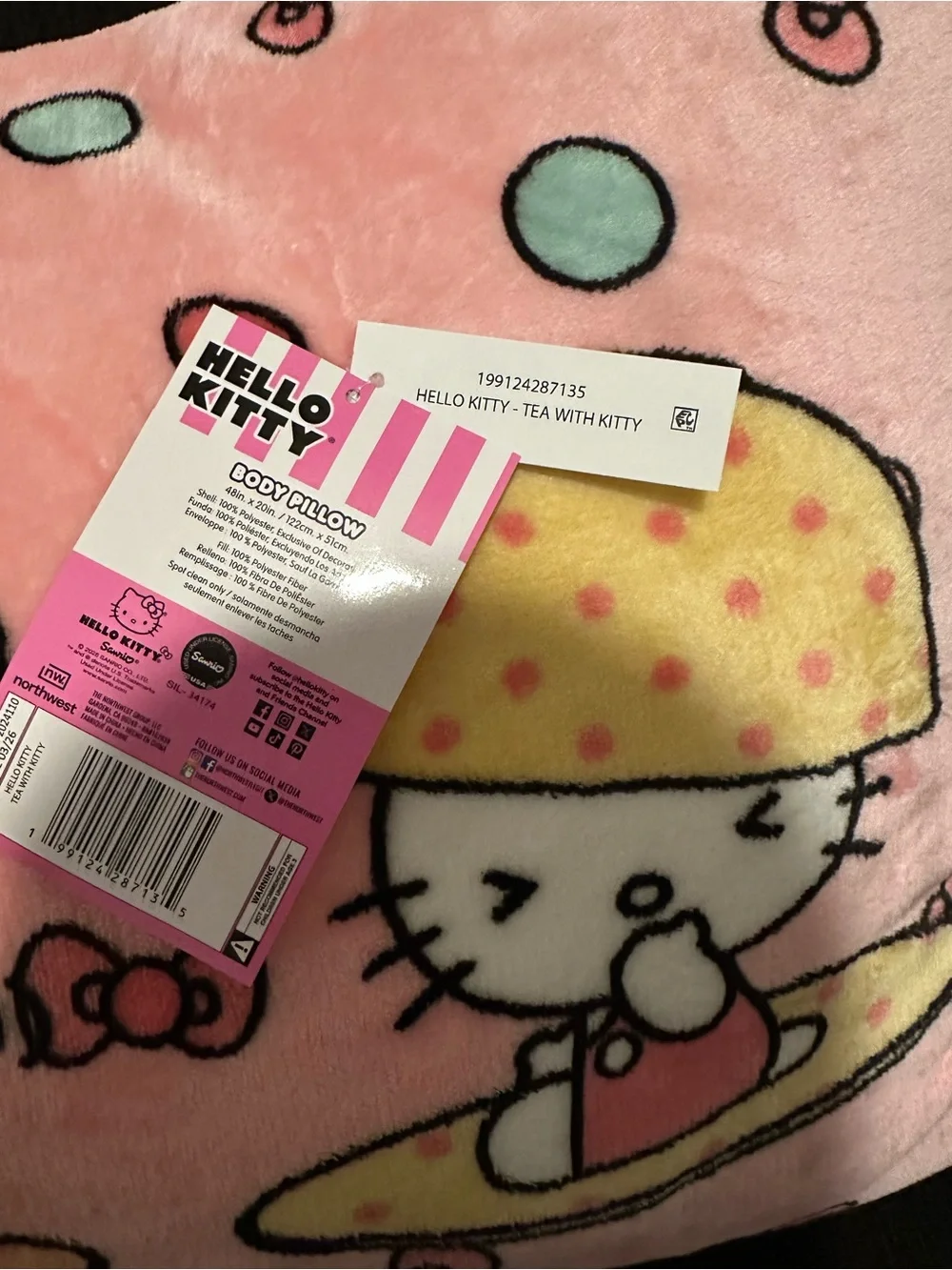 NWT Pink Plush Hello Kitty Body Pillow 💕☕️